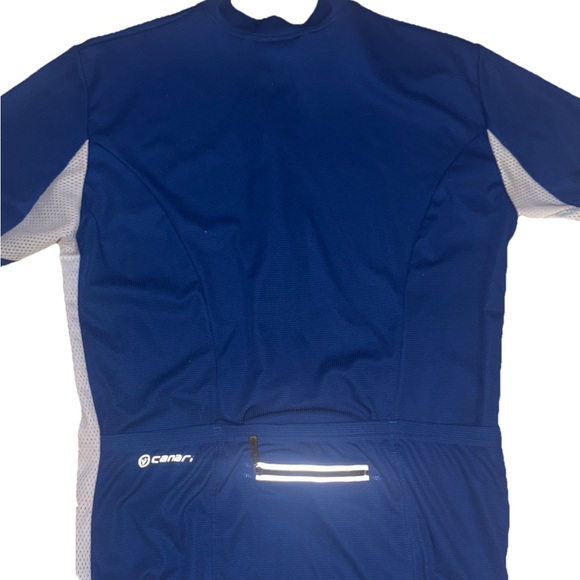 Canari  Mens Large  3/4 Zip Cycling Jersey Blue White Short Sleeve - Picture 2 of 5